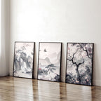 Wall Art For Living Room Large | Set of 3 Chinoiserie Wall art Prints