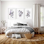 Set of 3 Wall Art for Bedroom – Shabby Chic Botanical Prints