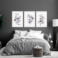 Set of 3 Wall Art for Bedroom – Shabby Chic Botanical Prints
