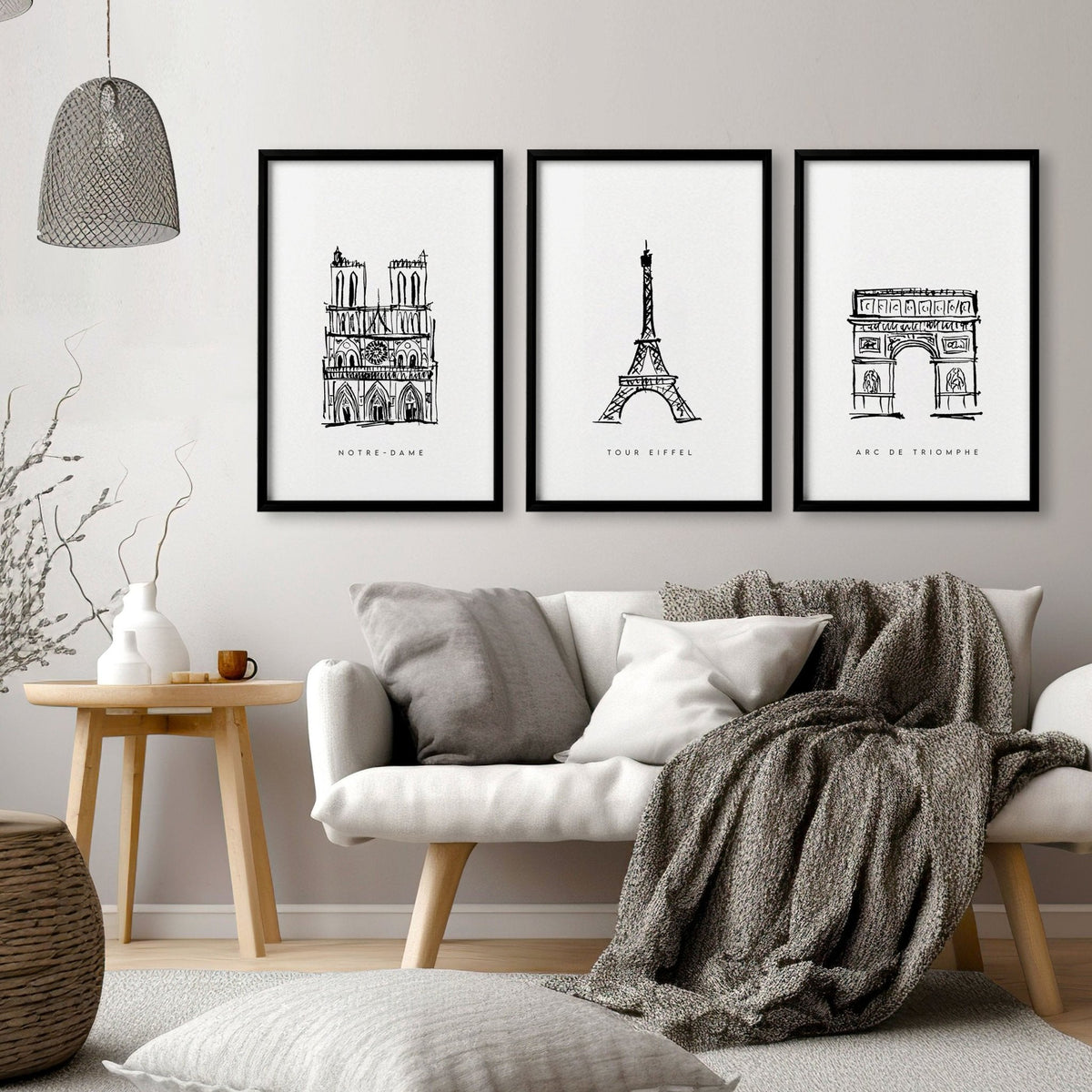 Wall Art Framed For Living Room | Set of 3 Paris Landmarks Wall art Prints