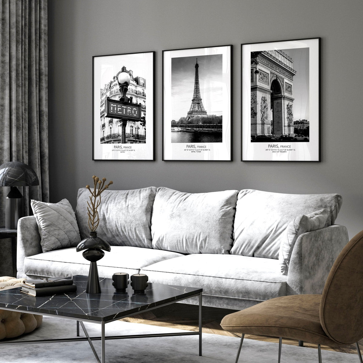 Wall art of Paris | set of 3 framed wall art prints