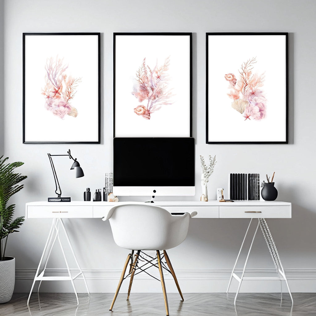 Wall Art Sea | Set of 3 Seashells Wall art Prints