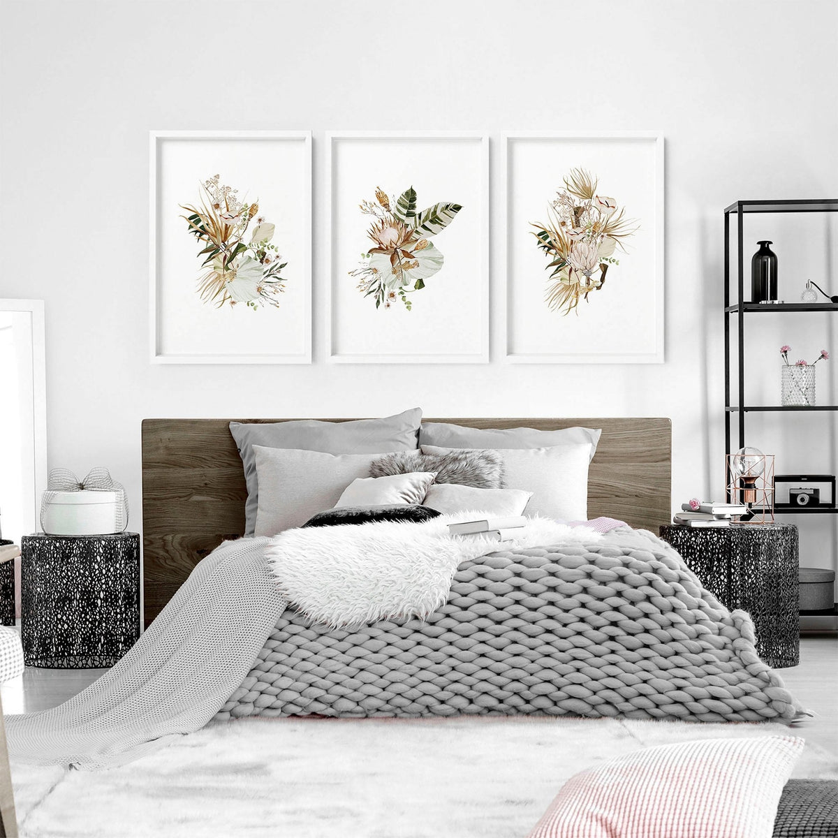 Bedroom Pictures for Wall – Set of 3 Boho Prints