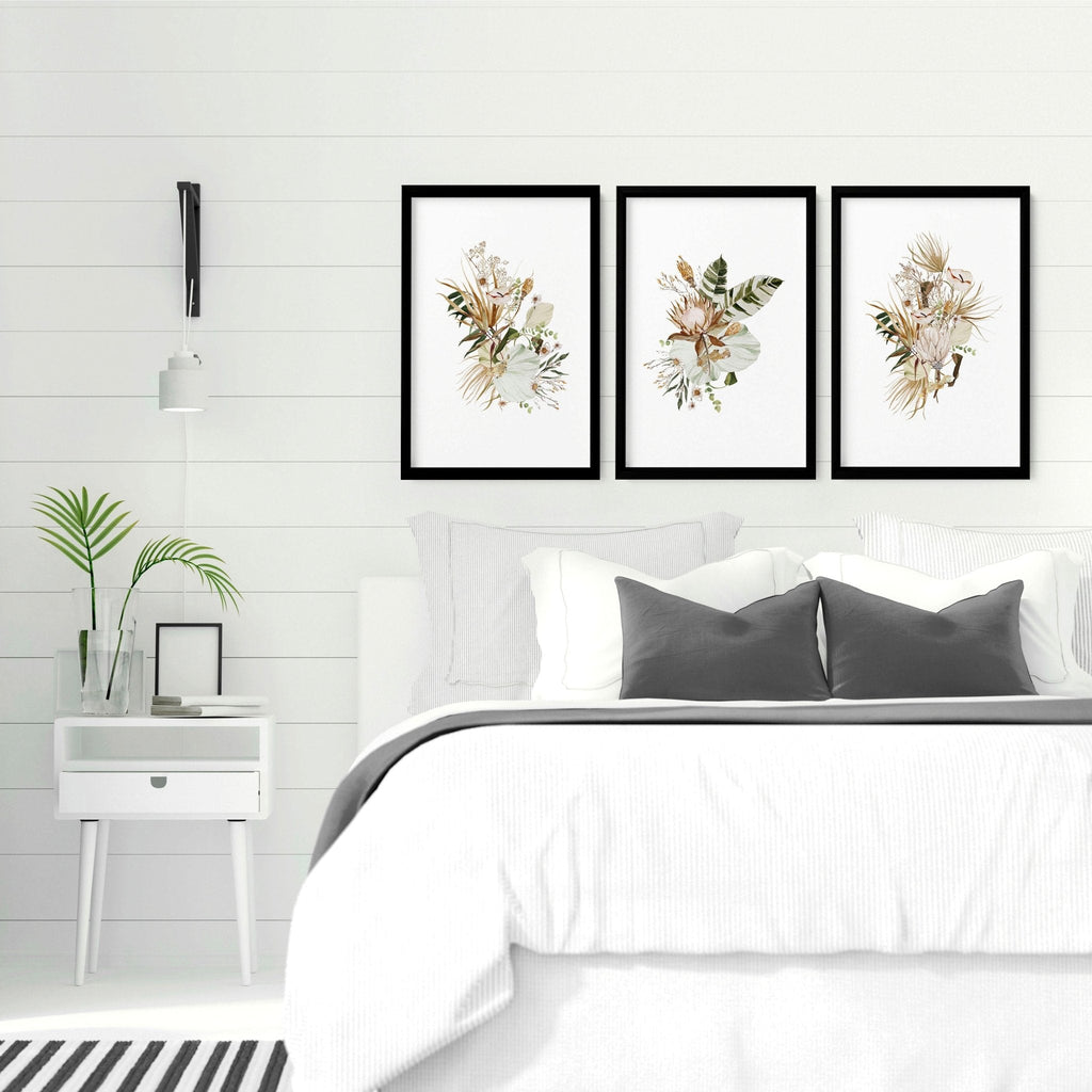 Bedroom Pictures for Wall – Set of 3 Boho Prints
