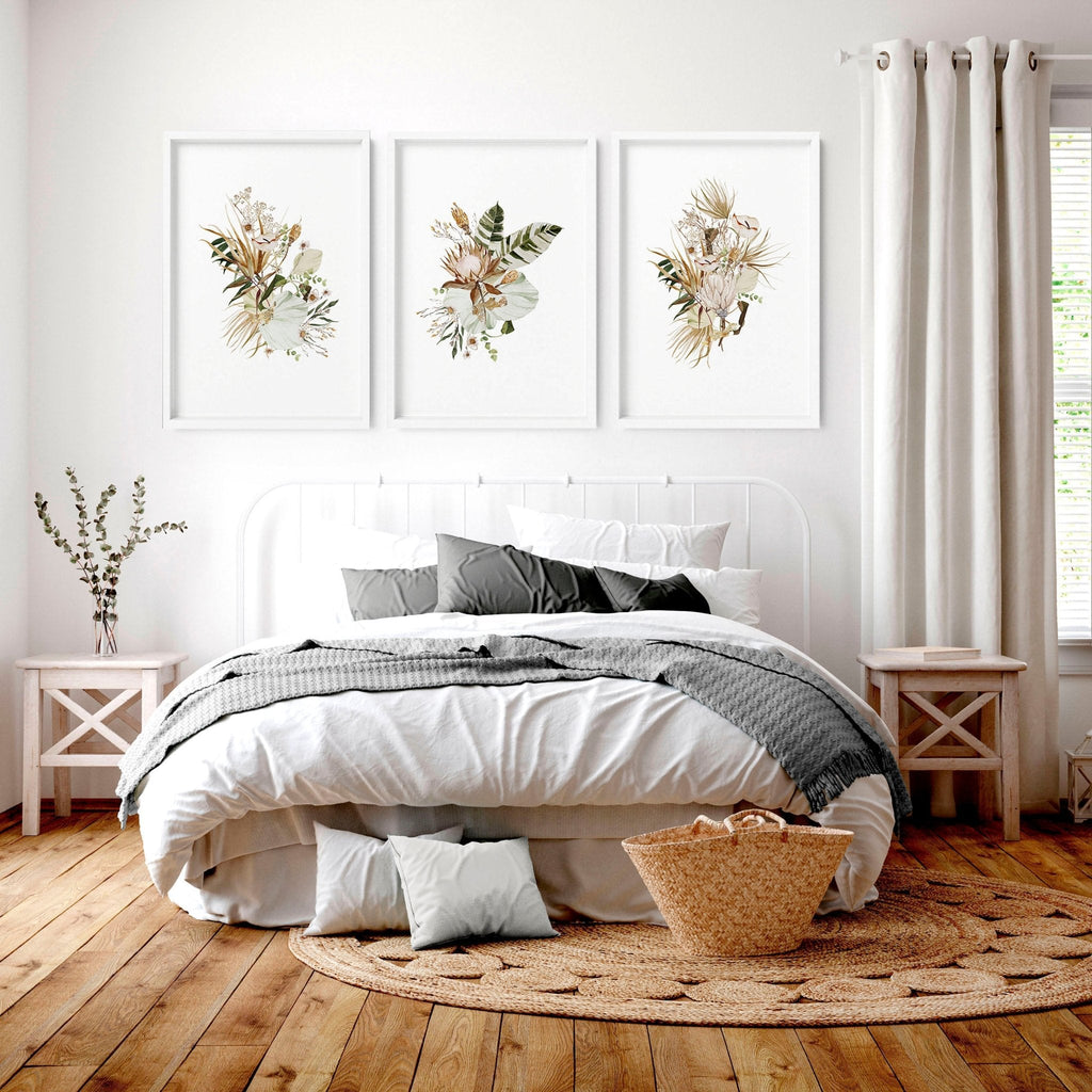 Bedroom Pictures for Wall – Set of 3 Boho Prints