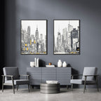 Wall Decor For Hallway | Set of 2 Urban Skyscrapers Wall art Prints