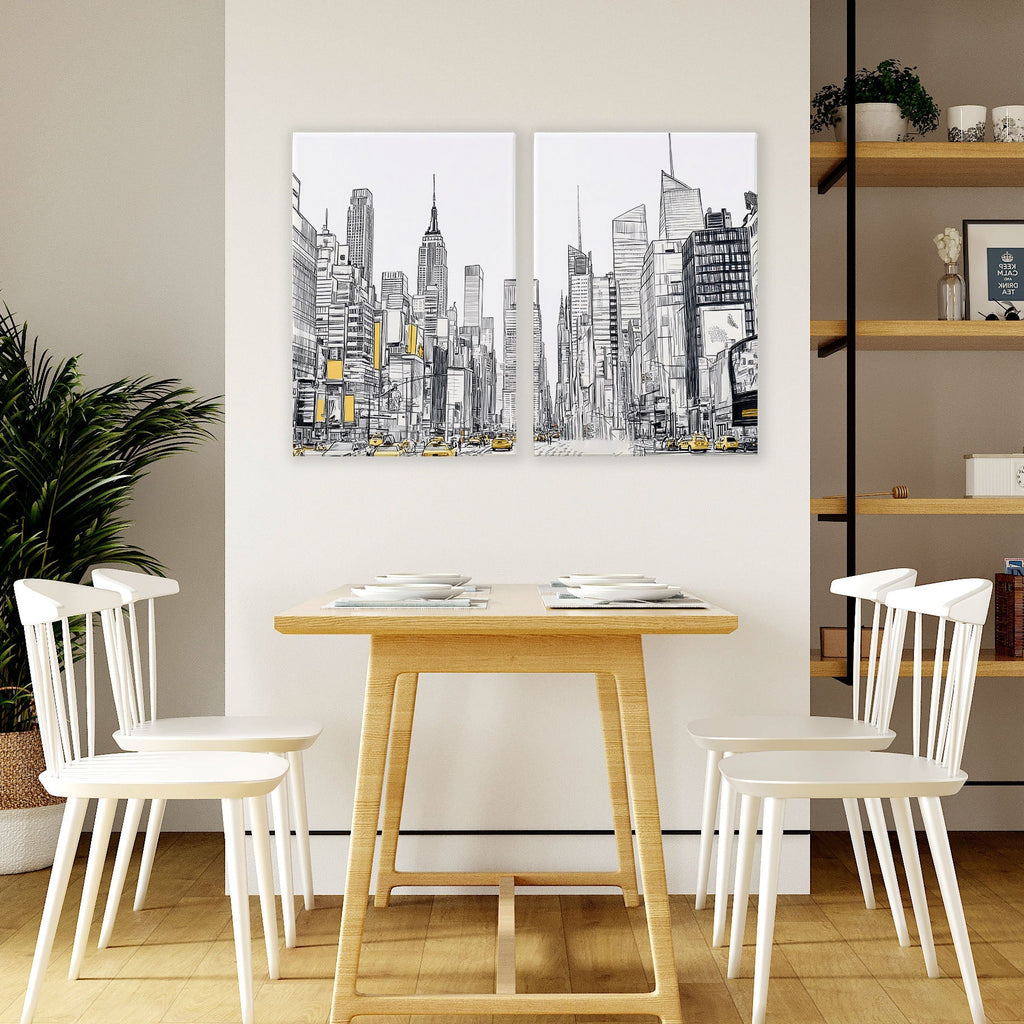 Wall Decor For Hallway | Set of 2 Urban Skyscrapers Wall art Prints