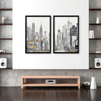 Wall Decor For Hallway | Set of 2 Urban Skyscrapers Wall art Prints