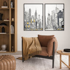 Wall Decor For Hallway | Set of 2 Urban Skyscrapers Wall art Prints