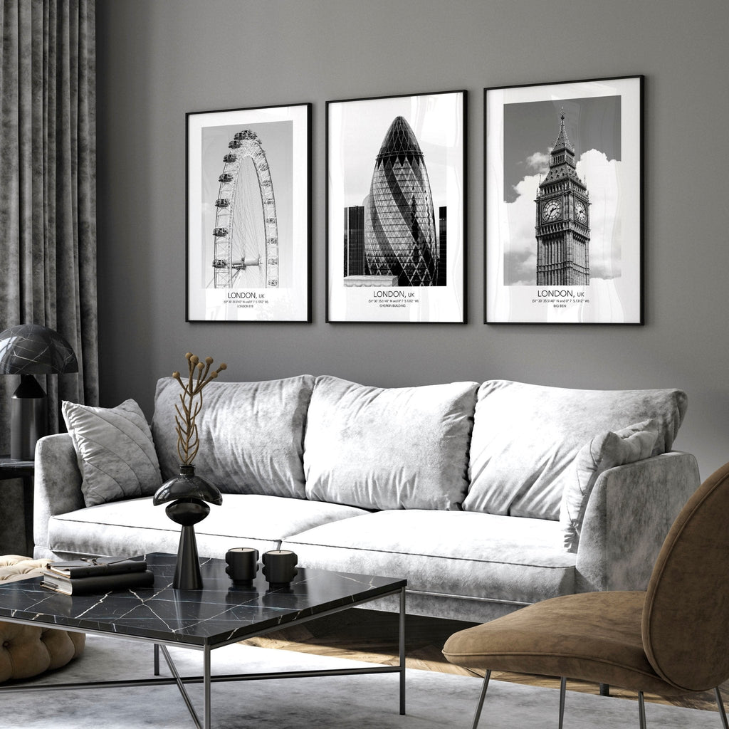 Wall Pictures for Living Room | London Art Set of 3