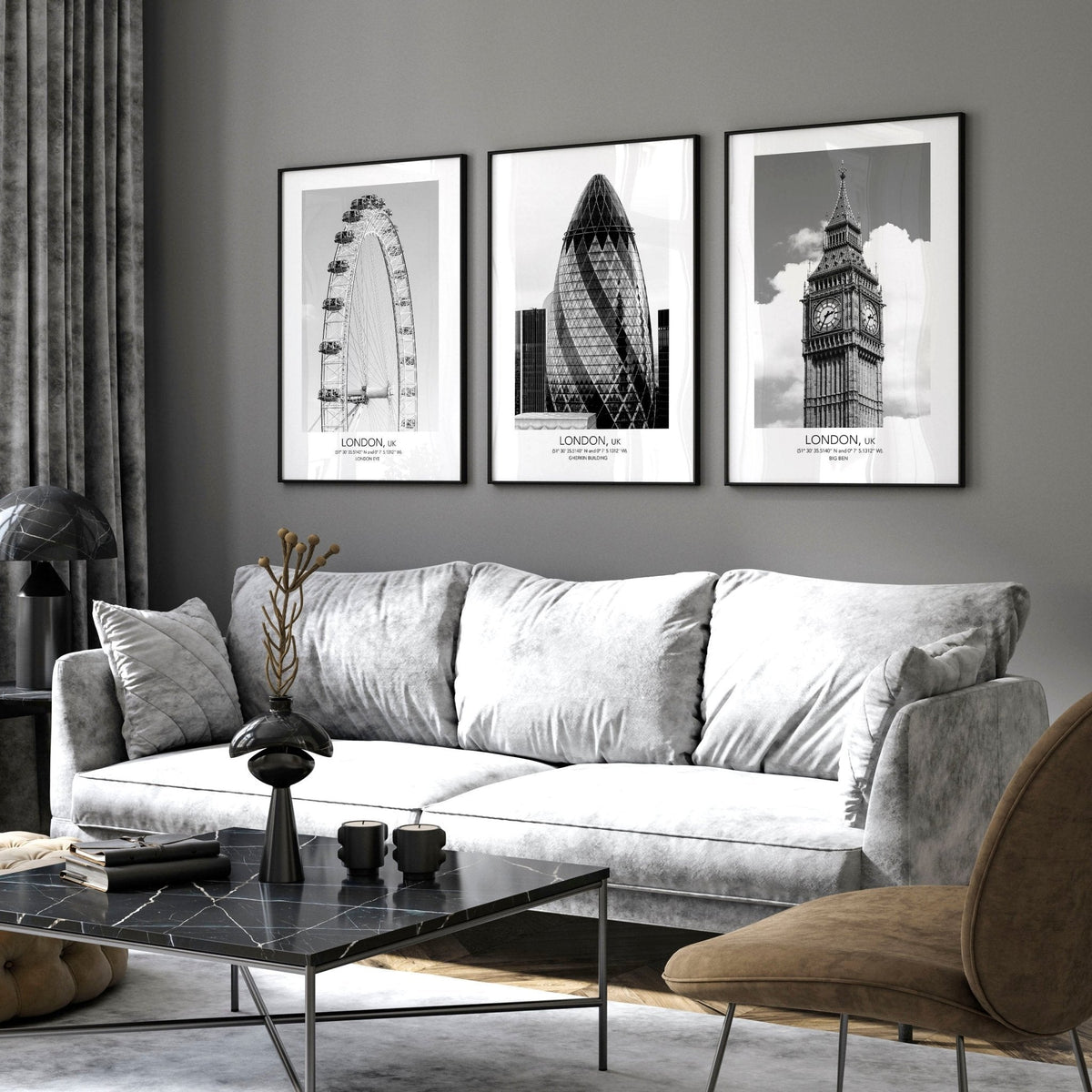 Wall Pictures for Living Room | London Art Set of 3