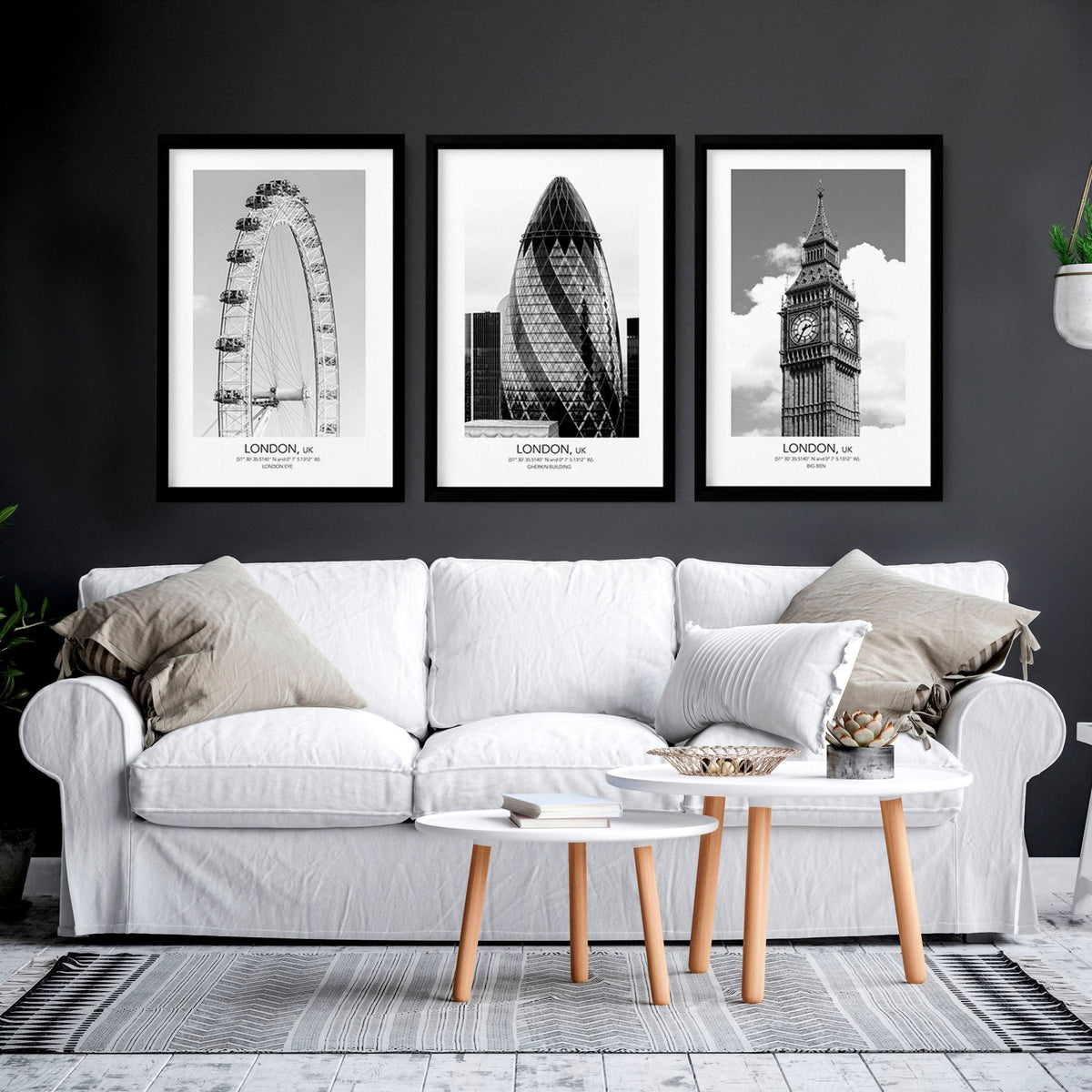 Wall Pictures for Living Room | London Art Set of 3