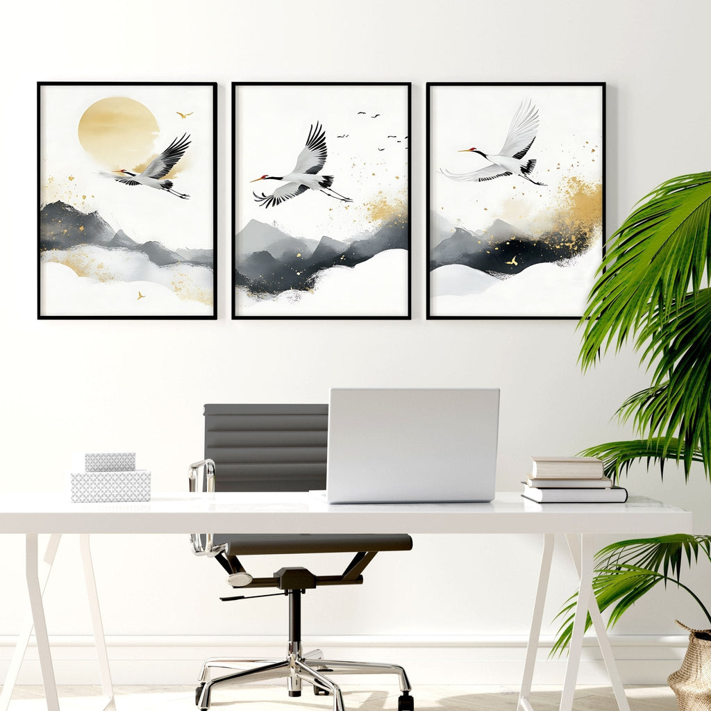 Wall Pictures Hanging | Set of 3 Asian Inspired Wall art Prints