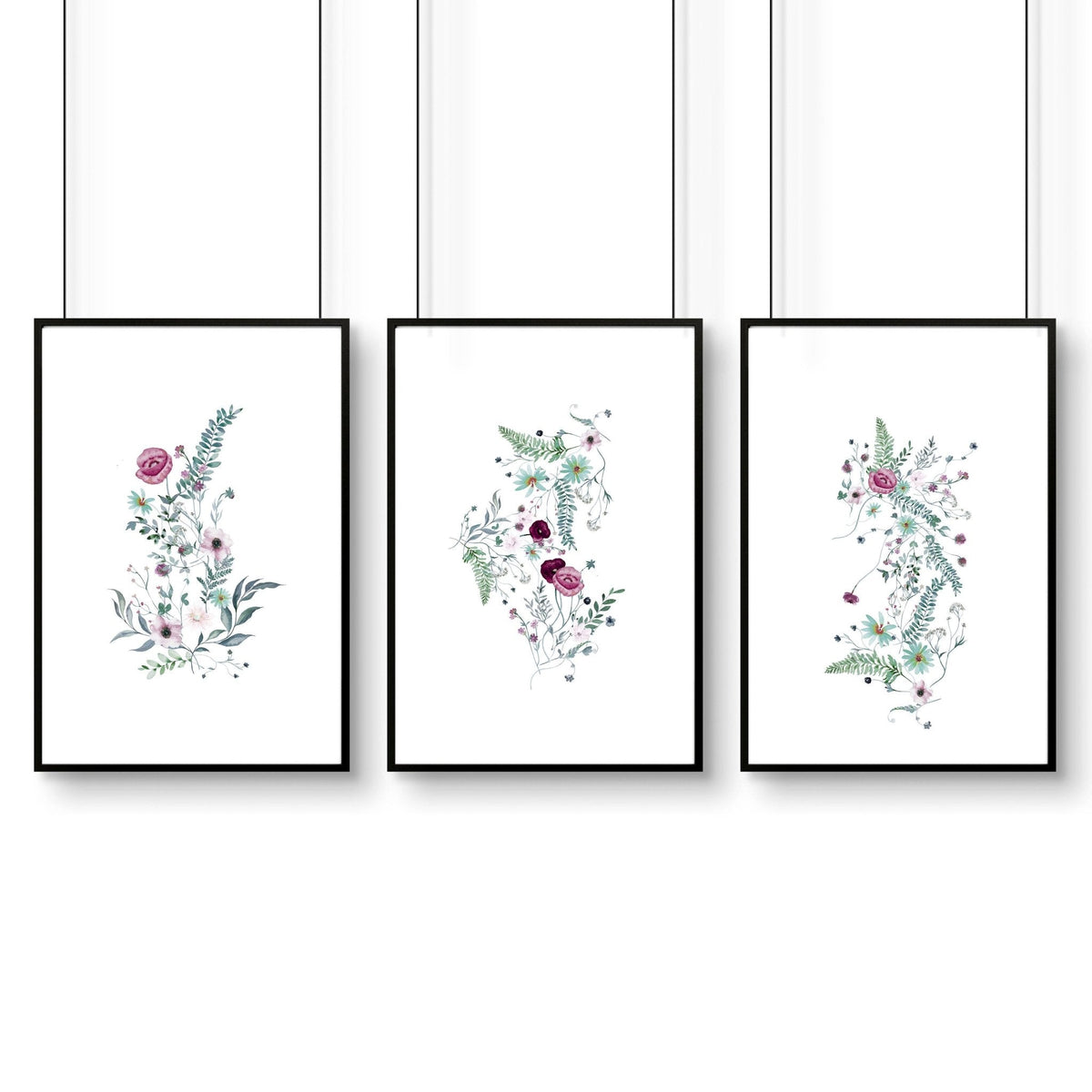 Wall prints bathroom | set of 3 Shabby Chic art prints