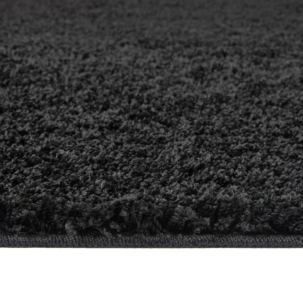 Washable Black Shaggy Rug - MOOAZAA