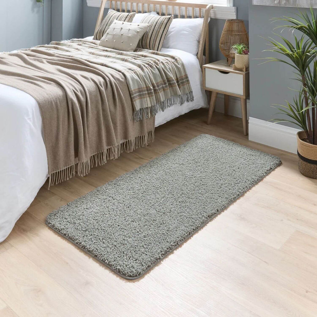 Washable Ghost Grey Shaggy Rug - MOOAZAA