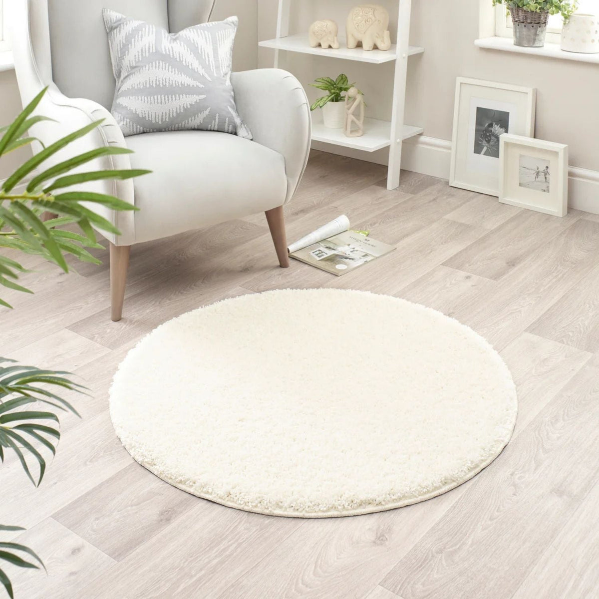 Washable Ghost Ivory Shaggy Rug - MOOAZAA