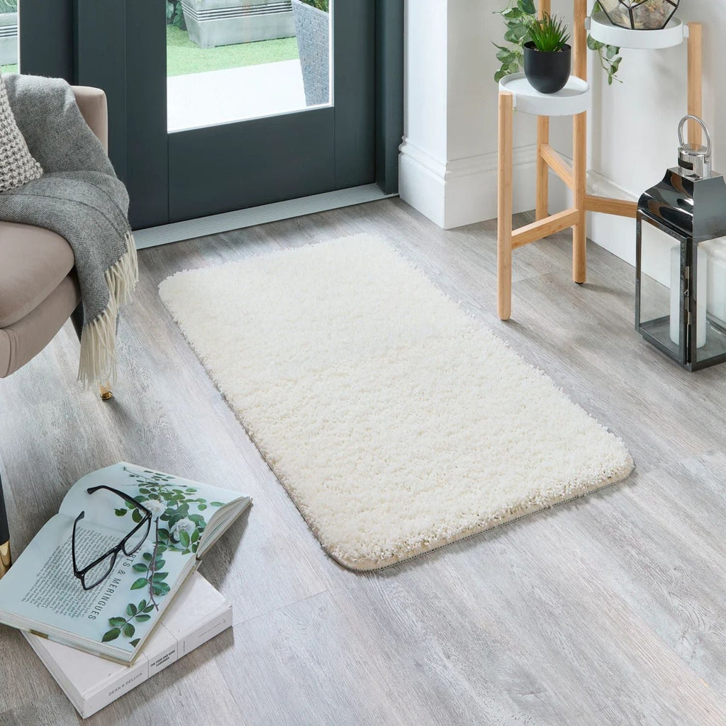 Washable Ghost Ivory Shaggy Rug - MOOAZAA