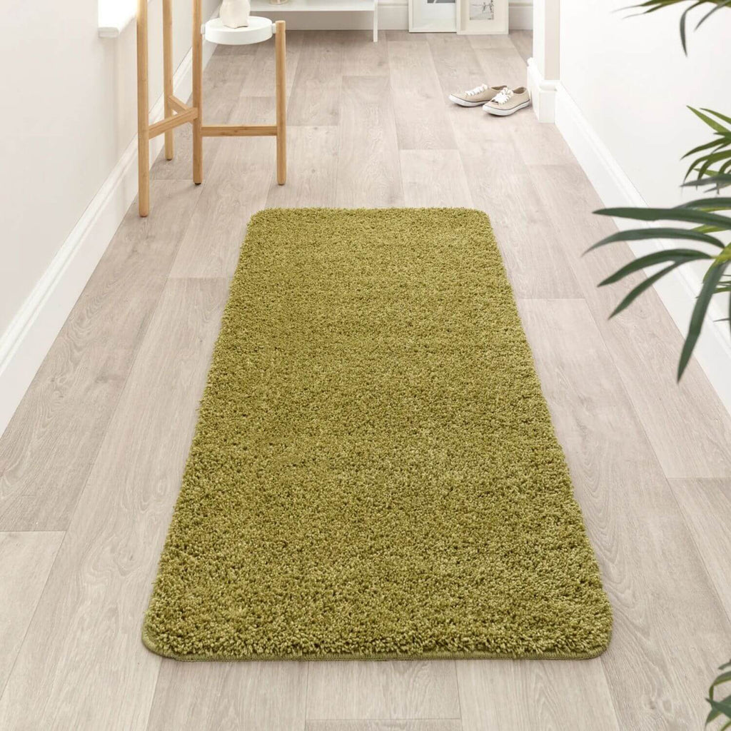 Washable Olive Green Shaggy Rug - MOOAZAA