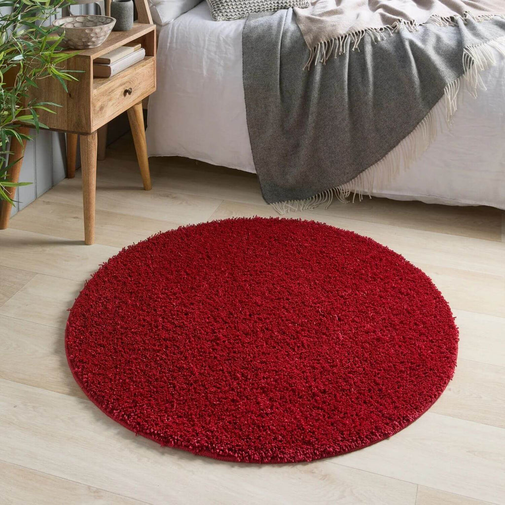 Washable Red Shaggy Rug - MOOAZAA