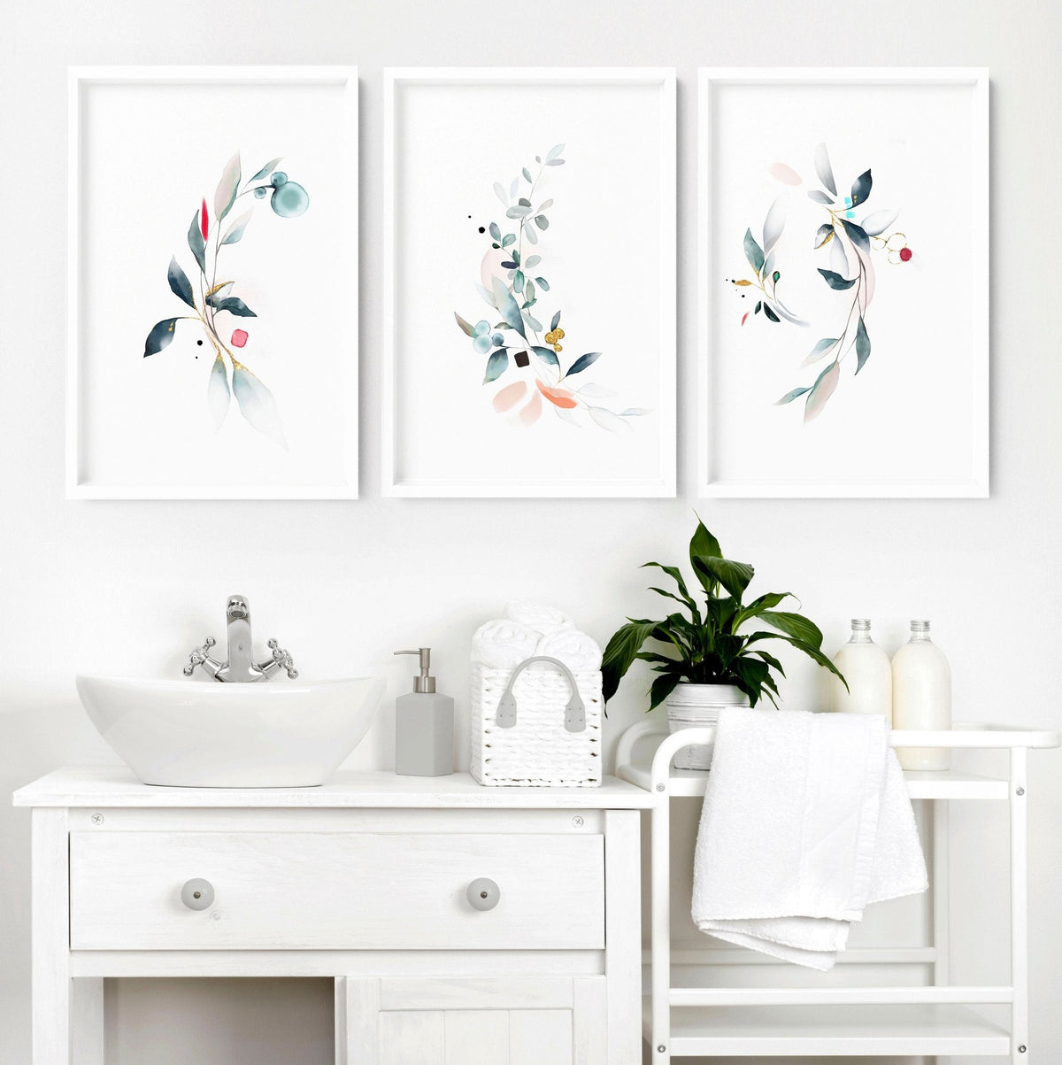 Bathroom Prints Set of 3 | Botanical Wall Art UK