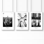White and black art | set of 3 New York living room wall art