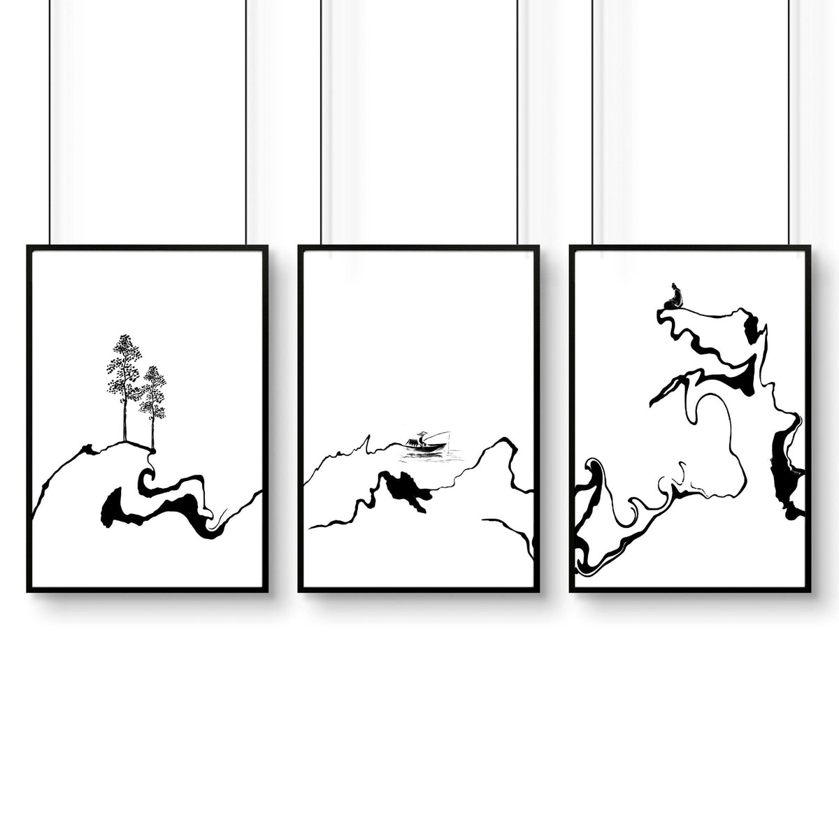 Black and White Prints Set of 3 | Wall Art Prints