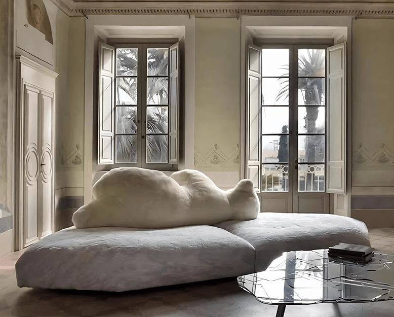 White Bear Cozy Sofa, Four Seater Sofa, Corduroy - MOOAZAA