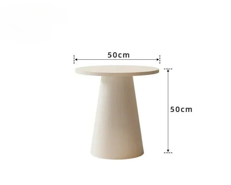 Small round table with dimensions indicated on a white background