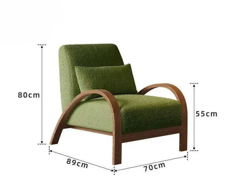 Two modern style armchairs, one with deep blue and brown lines, the other with beige and light brown lines, both with high-quality fabric seats, positioned in a room with a large window and a plant in the background.