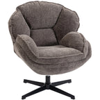 HOMCOM Modern Wingback Accent Chair, Velvet Armchair with Four-Star Base, S-Springs, Swivel, Grey