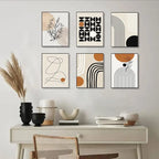 6pcs Boho Abstract Wall Art Prints – Modern Geometric Set